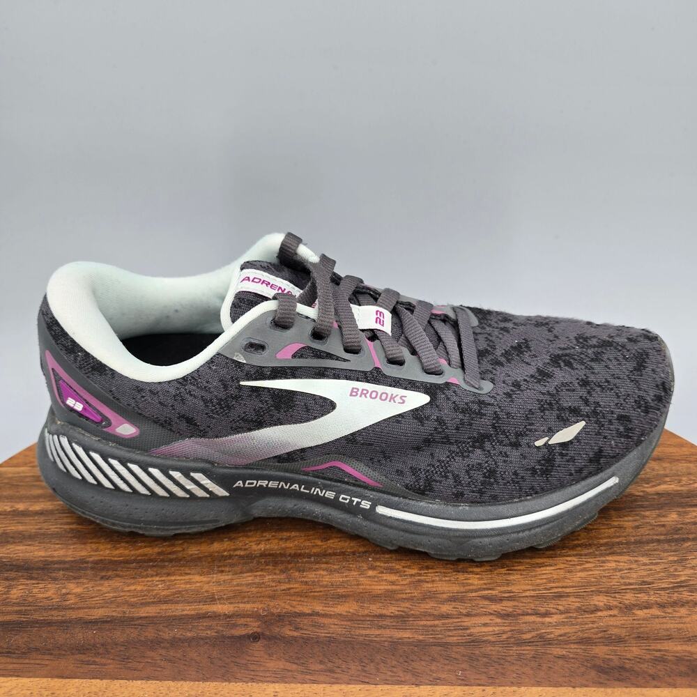 Brooks Adrenaline GTS 23 Shoes Womens 6.5 B Black Purple Gray Running Sneakers